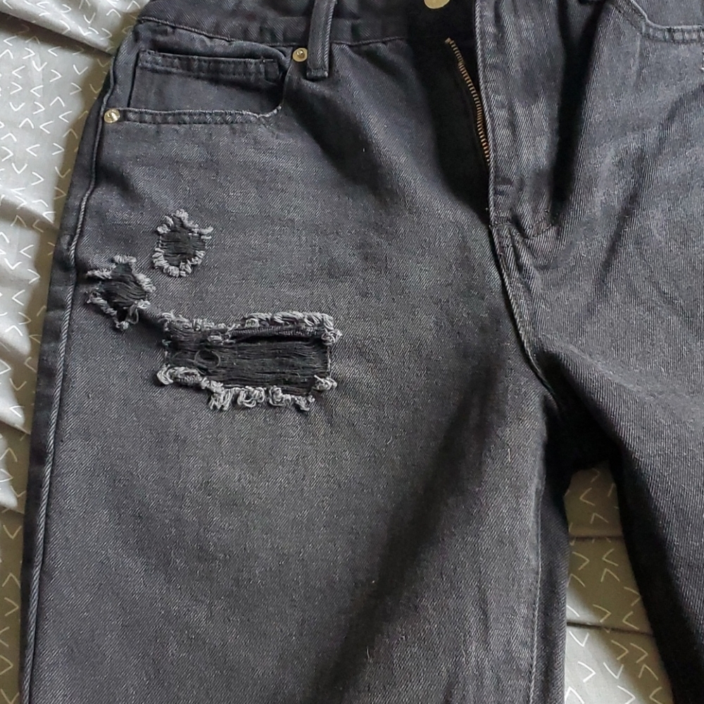 Black distressed jeans